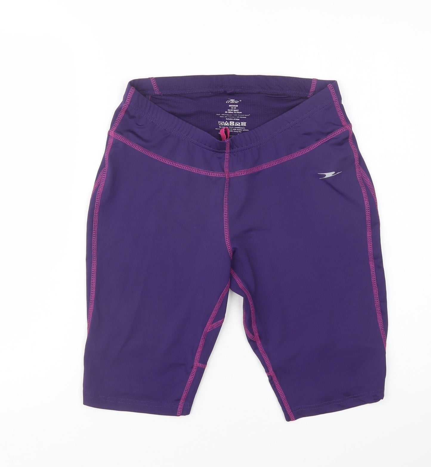 Crane  Womens Purple  Polyester Compression Shorts Size 14 L10 in Regular Drawstring