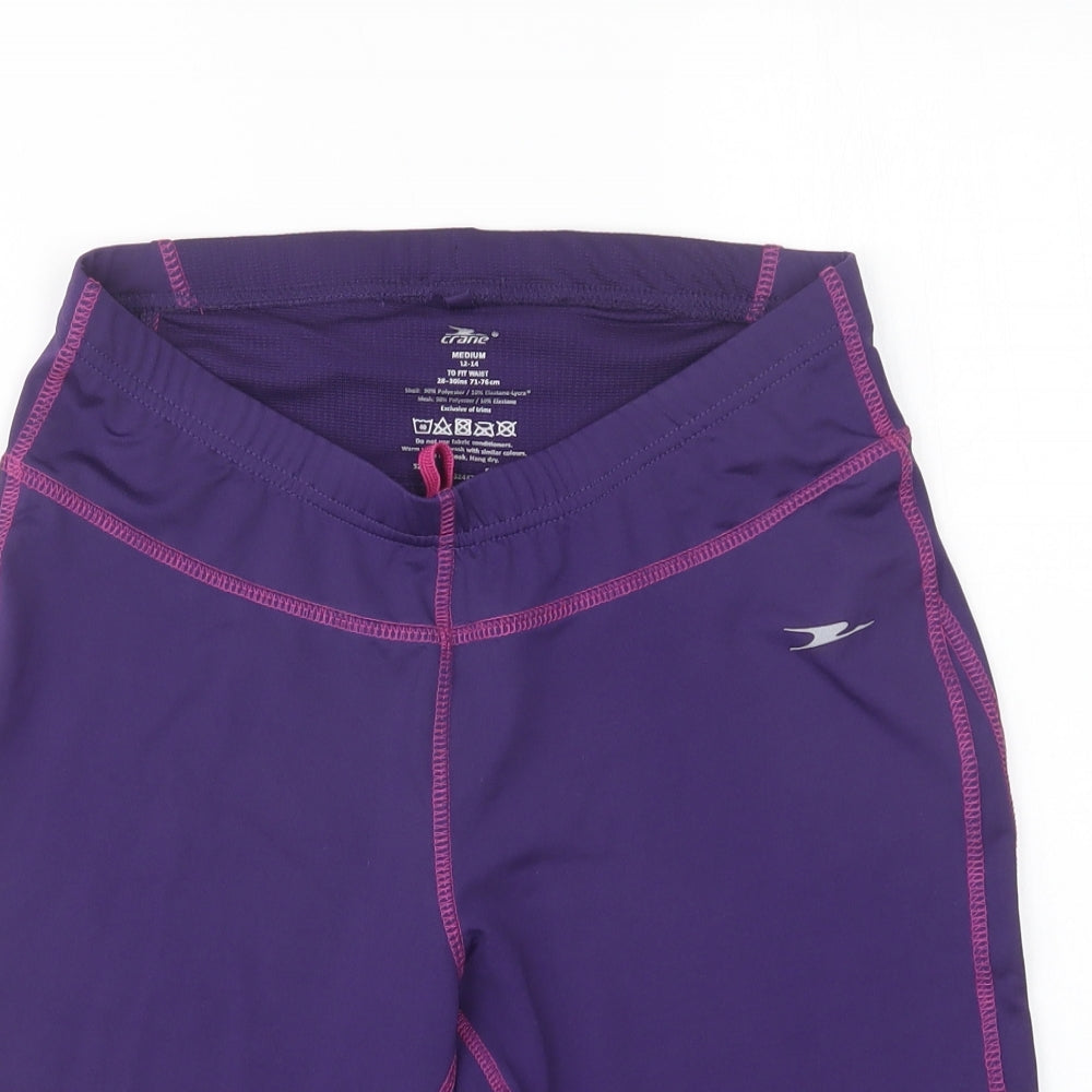 Crane  Womens Purple  Polyester Compression Shorts Size 14 L10 in Regular Drawstring