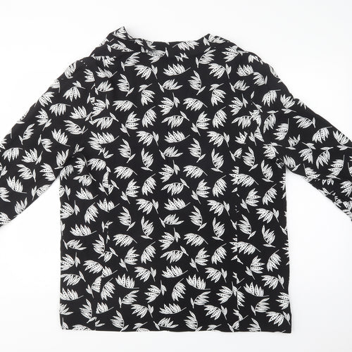 M &Co Womens Black Floral  Jacket Blazer Size 16