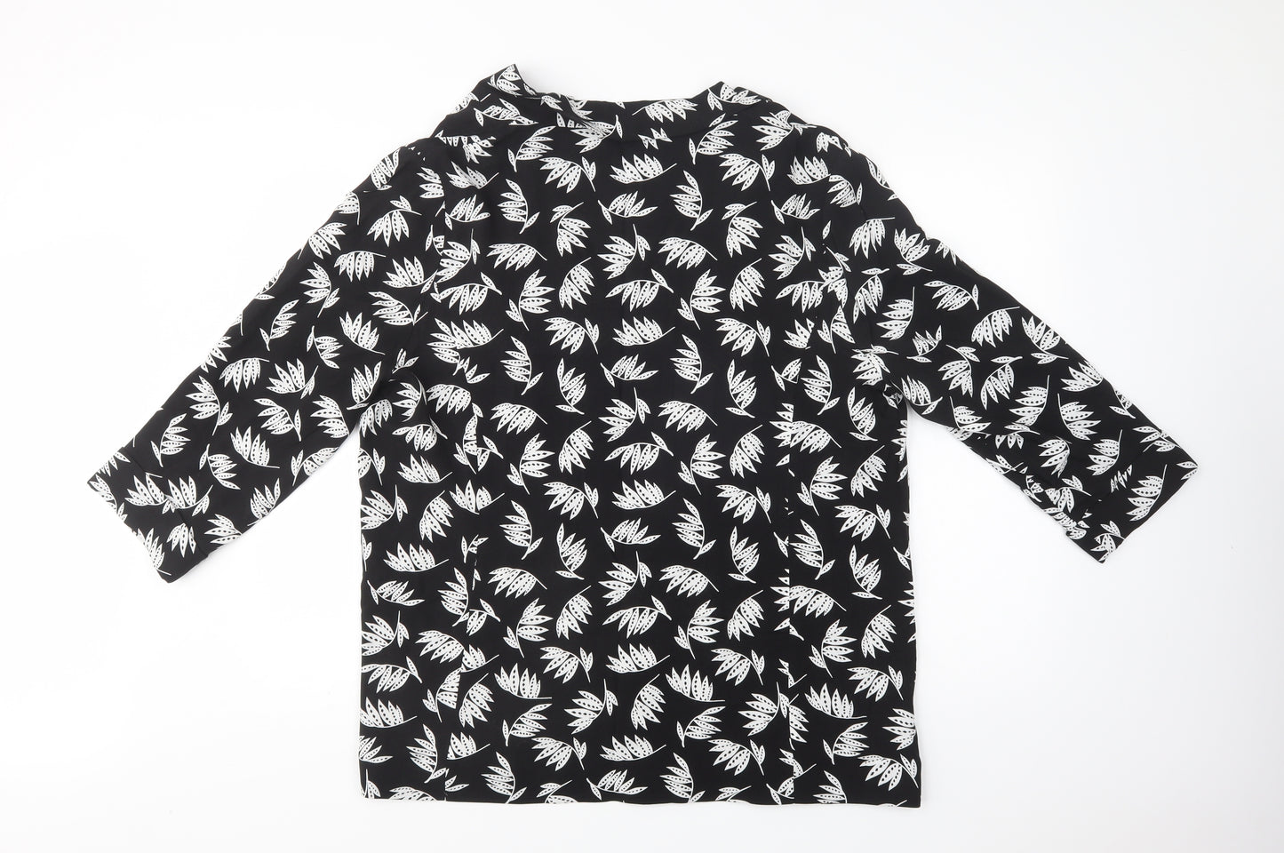 M &Co Womens Black Floral  Jacket Blazer Size 16