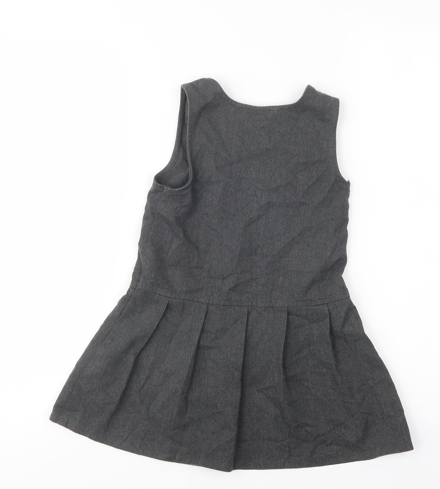 Very Girls Grey  Polyester Pinafore/Dungaree Dress  Size 4-5 Years  Round Neck Zip - School Wear