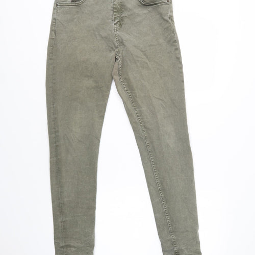 M&S Womens Green  Cotton Skinny Jeans Size 12 L31 in Regular Button
