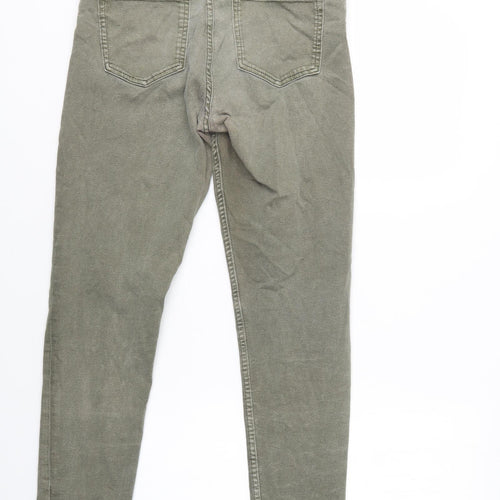 M&S Womens Green  Cotton Skinny Jeans Size 12 L31 in Regular Button