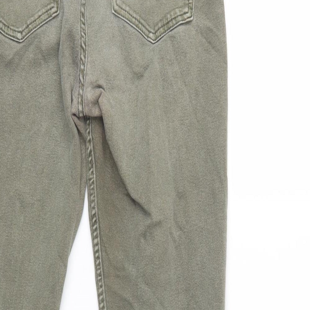 M&S Womens Green  Cotton Skinny Jeans Size 12 L31 in Regular Button
