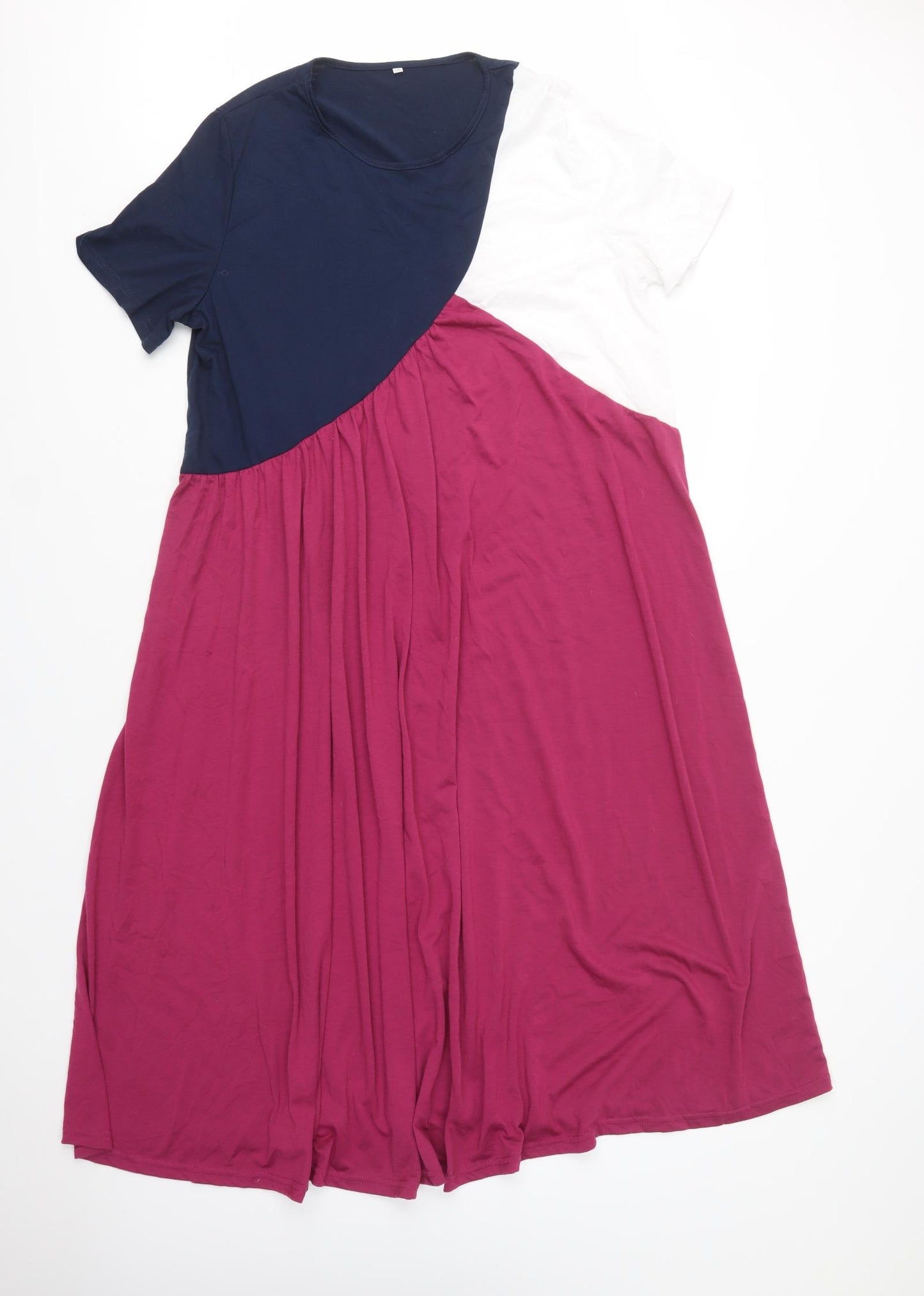 Preworn Womens Purple Colourblock Polyester A-Line  Size 2XL  Crew Neck