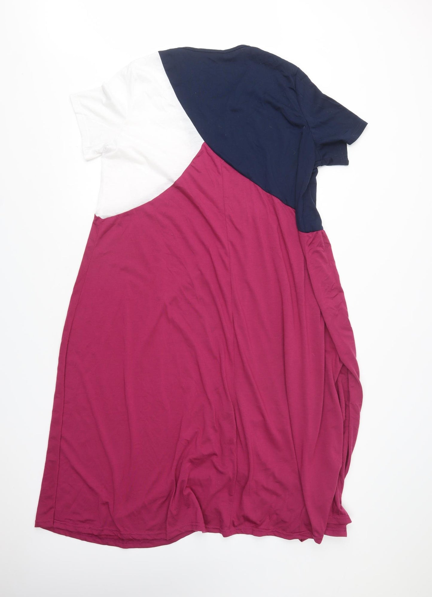 Preworn Womens Purple Colourblock Polyester A-Line  Size 2XL  Crew Neck