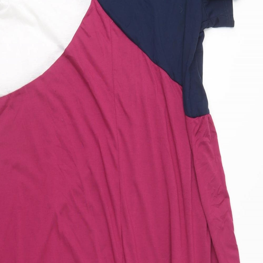 Preworn Womens Purple Colourblock Polyester A-Line  Size 2XL  Crew Neck