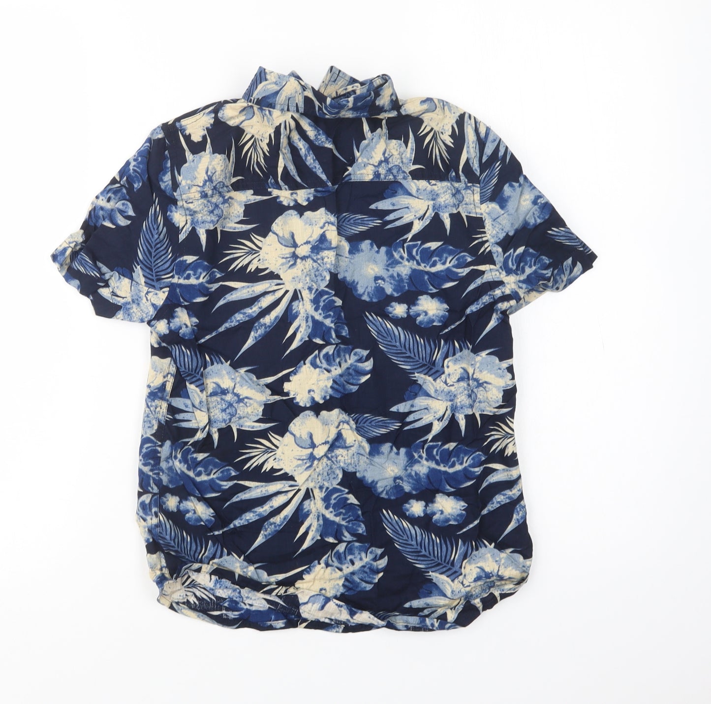 NEXT Boys Blue Floral Cotton Basic Button-Up Size 9 Years Collared Button