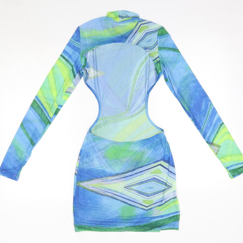 SheIn Womens Multicoloured  Polyester Bodycon  Size XS  High Neck  - Open Back