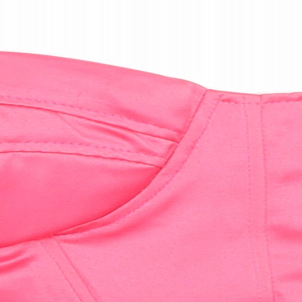 PRETTYLITTLETHING Womens Pink  Polyester Cropped Blouse Size 8 Sweetheart