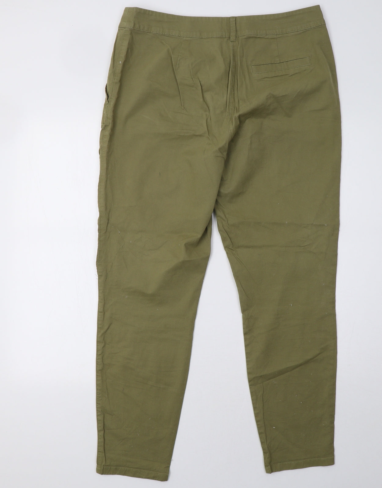 Sainsburys Womens Green  Cotton Trousers  Size 14 L32 in  Button