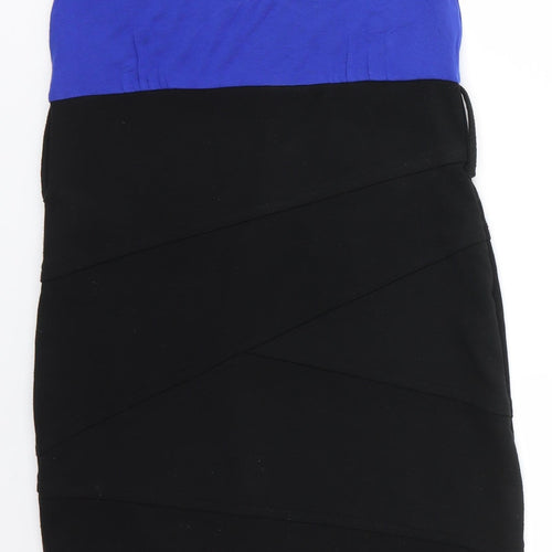 Dorothy Perkins Womens Blue  Viscose Pencil Dress  Size 12  Round Neck