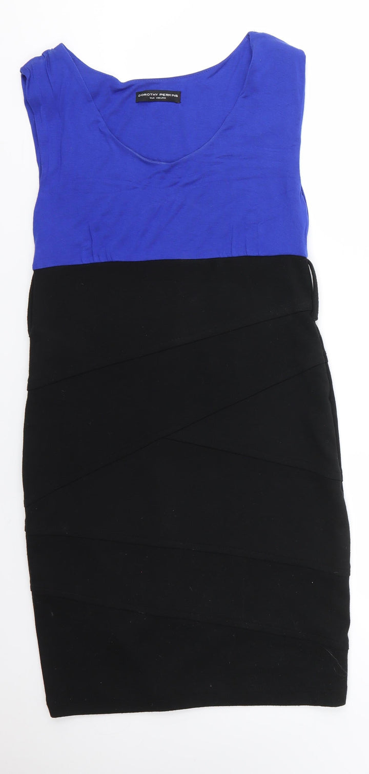 Dorothy Perkins Womens Blue  Viscose Pencil Dress  Size 12  Round Neck