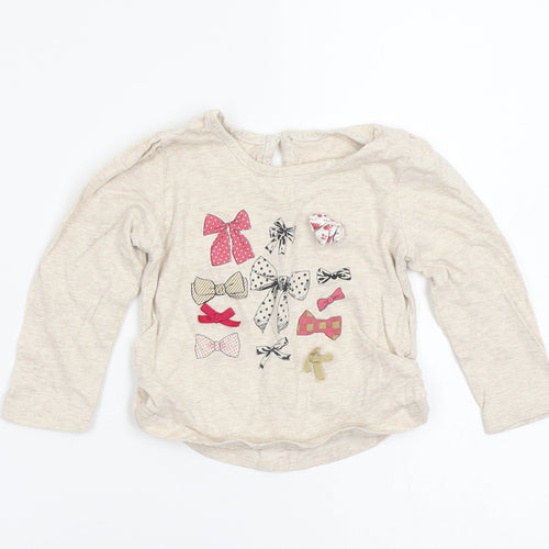 Matalan Girls Beige  Cotton Basic T-Shirt Size 12-18 Months Round Neck