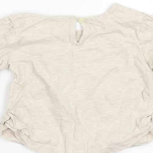 Matalan Girls Beige  Cotton Basic T-Shirt Size 12-18 Months Round Neck