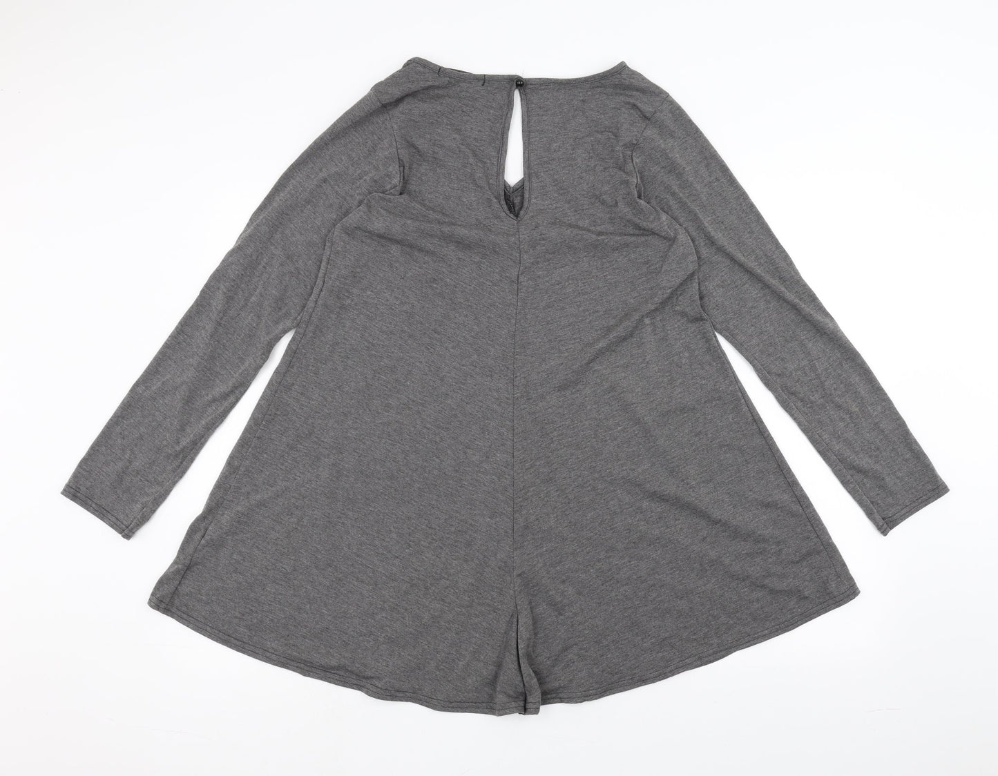 Boohoo Womens Grey  Cotton Basic T-Shirt Size 16 Round Neck