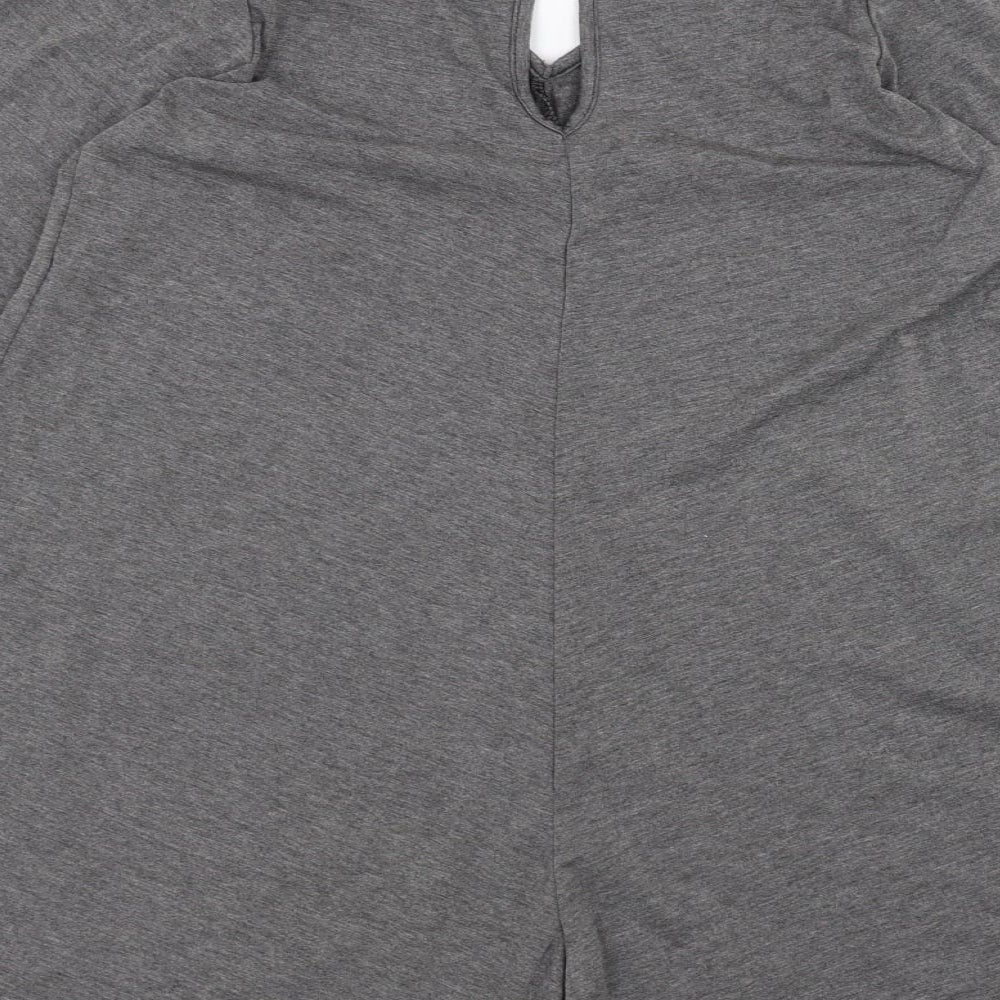 Boohoo Womens Grey  Cotton Basic T-Shirt Size 16 Round Neck