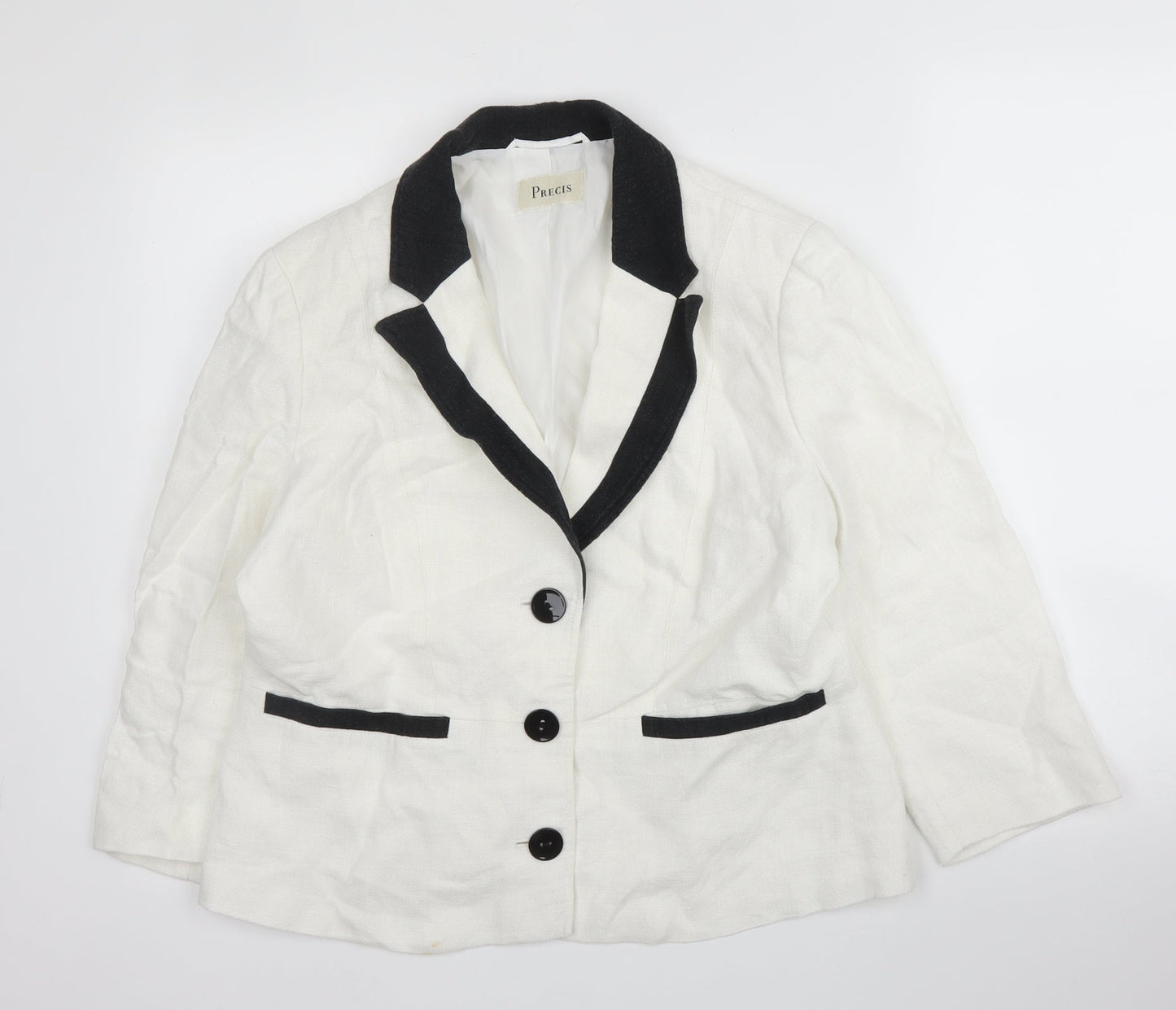 Precis Womens White  Linen Jacket Blazer Size M
