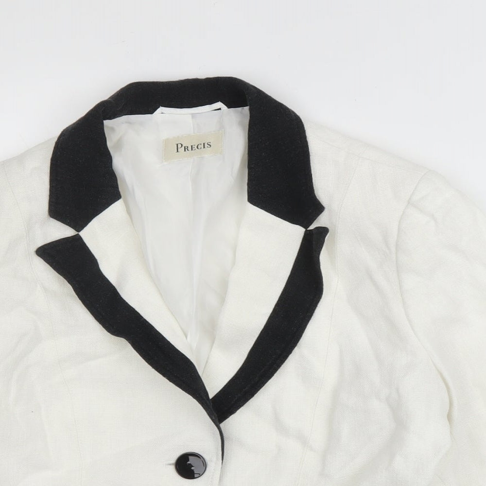 Precis Womens White  Linen Jacket Blazer Size M