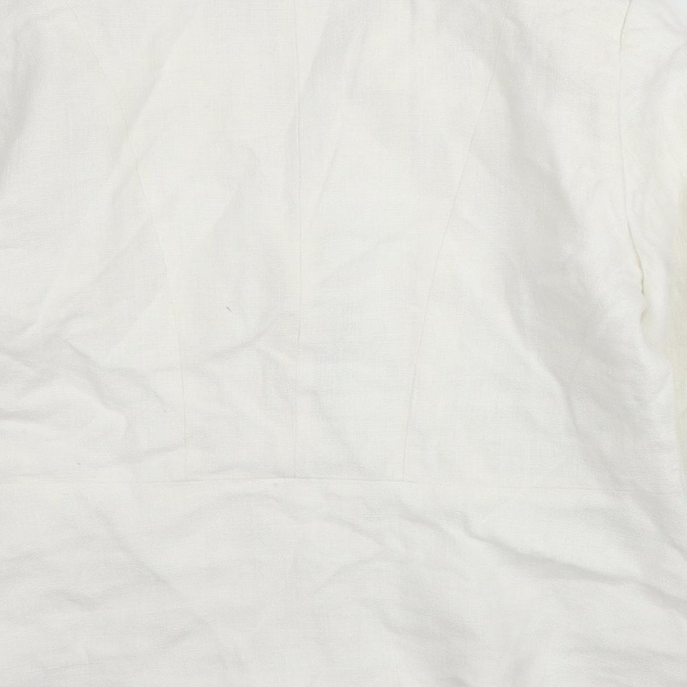 Precis Womens White  Linen Jacket Blazer Size M