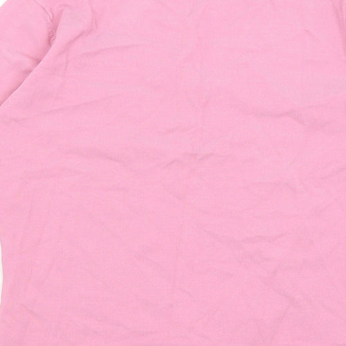 Colour Works Womens Pink  Viscose Basic T-Shirt Size S V-Neck
