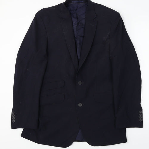 europa Mens Blue  Polyester Jacket Blazer Size 38