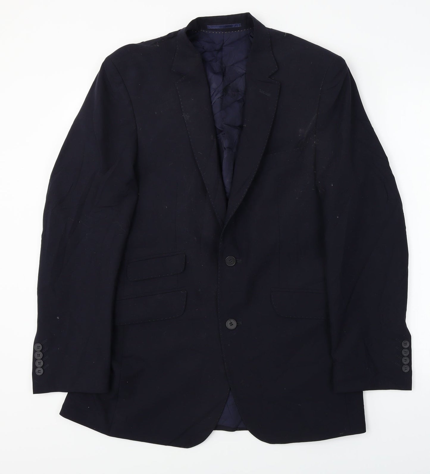 europa Mens Blue  Polyester Jacket Blazer Size 38