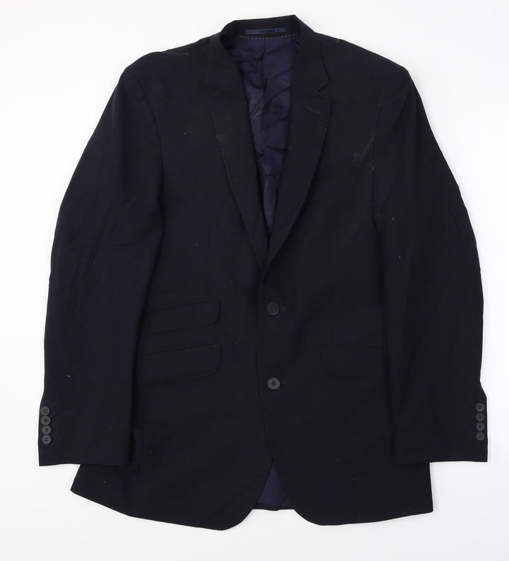 europa Mens Blue  Polyester Jacket Blazer Size 38