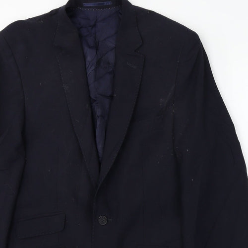 europa Mens Blue  Polyester Jacket Blazer Size 38