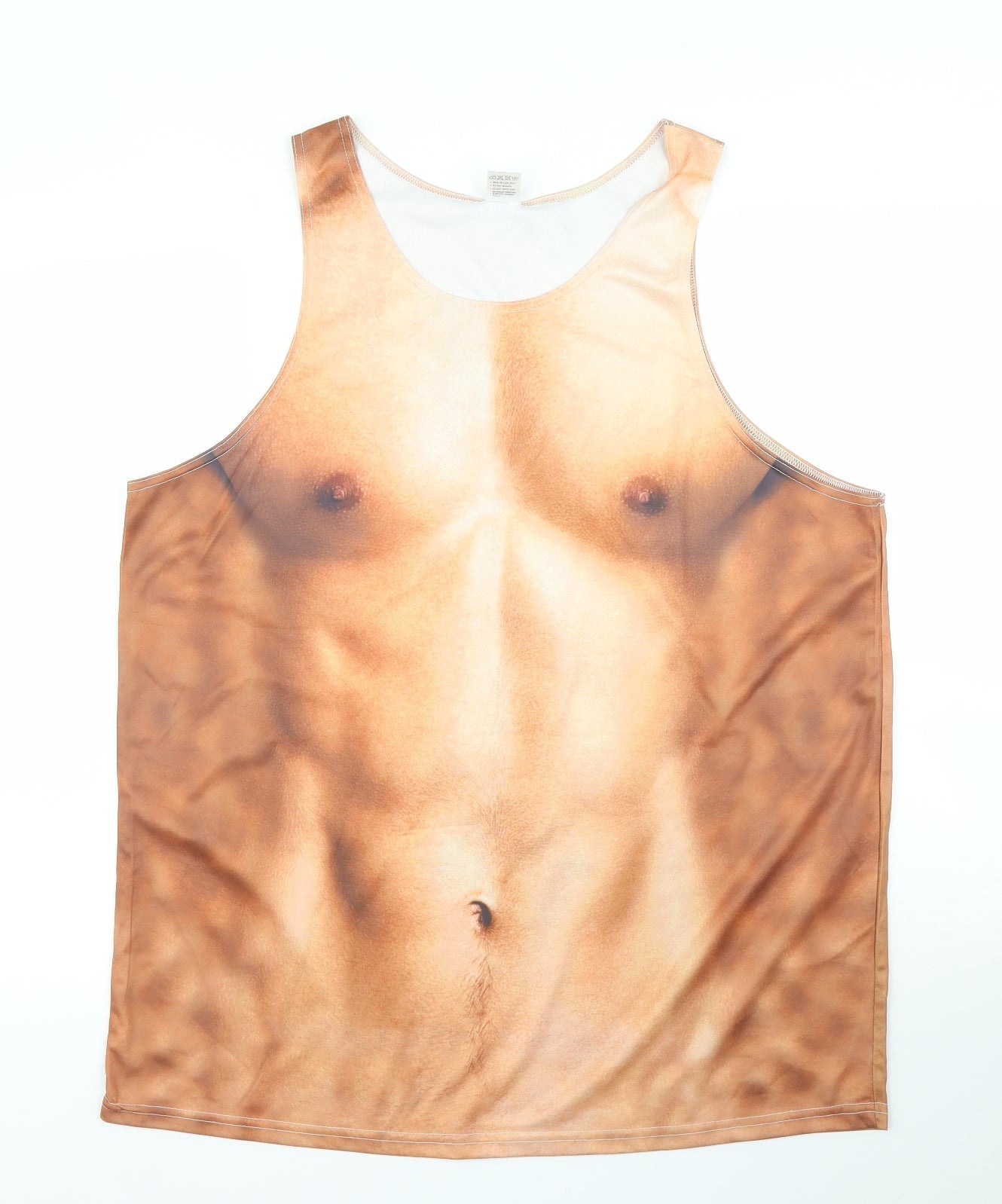 Preworn Mens Beige  Polyester Basic Tank Size XL Round Neck