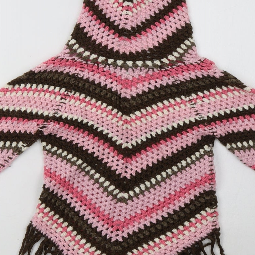 H&M Girls Pink V-Neck Striped Wood Pullover Jumper Size 13 Years