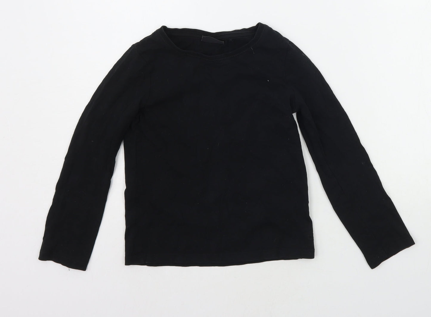 NEXT Girls Black  Cotton Basic T-Shirt Size 6 Years Crew Neck Pullover