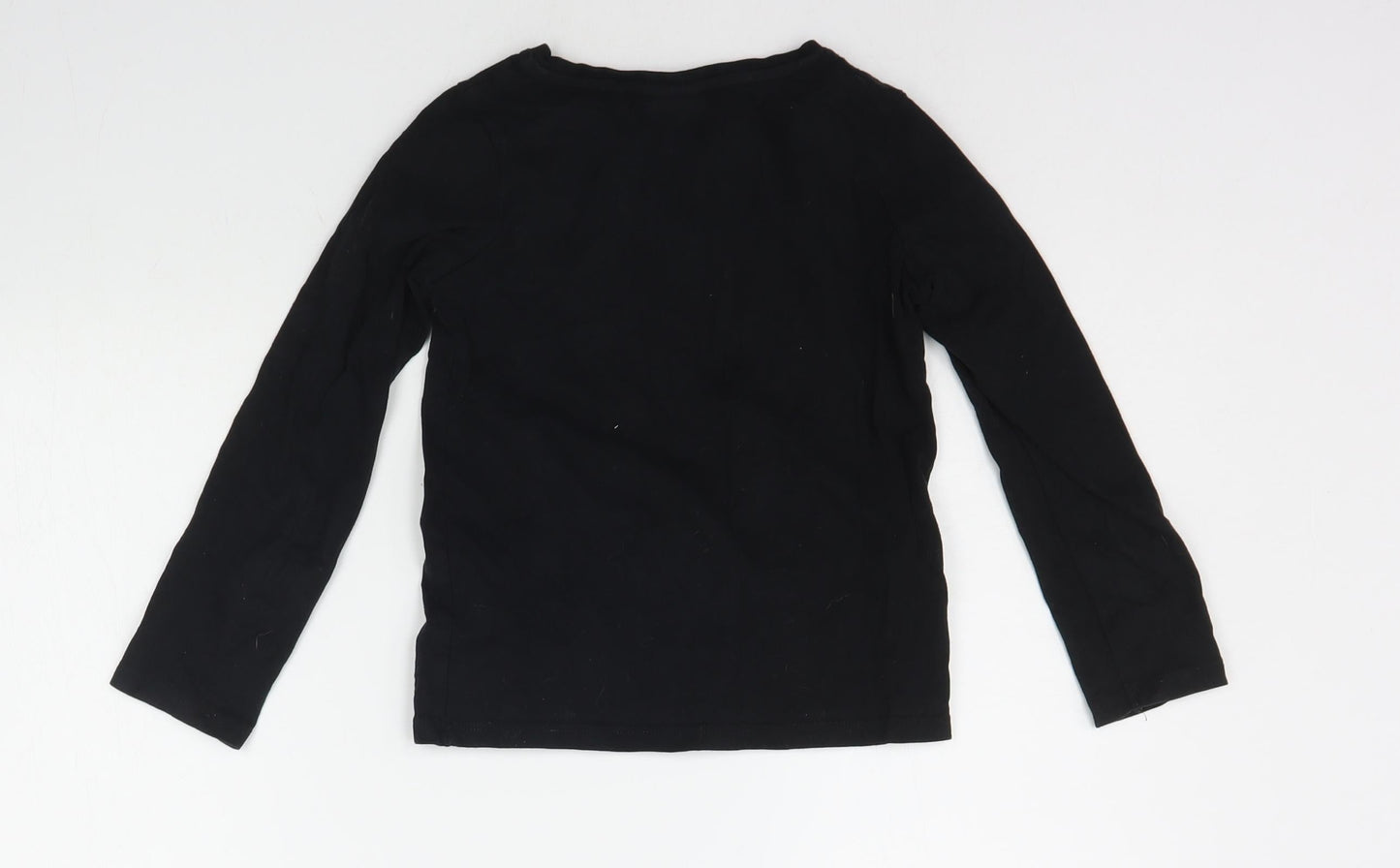 NEXT Girls Black  Cotton Basic T-Shirt Size 6 Years Crew Neck Pullover