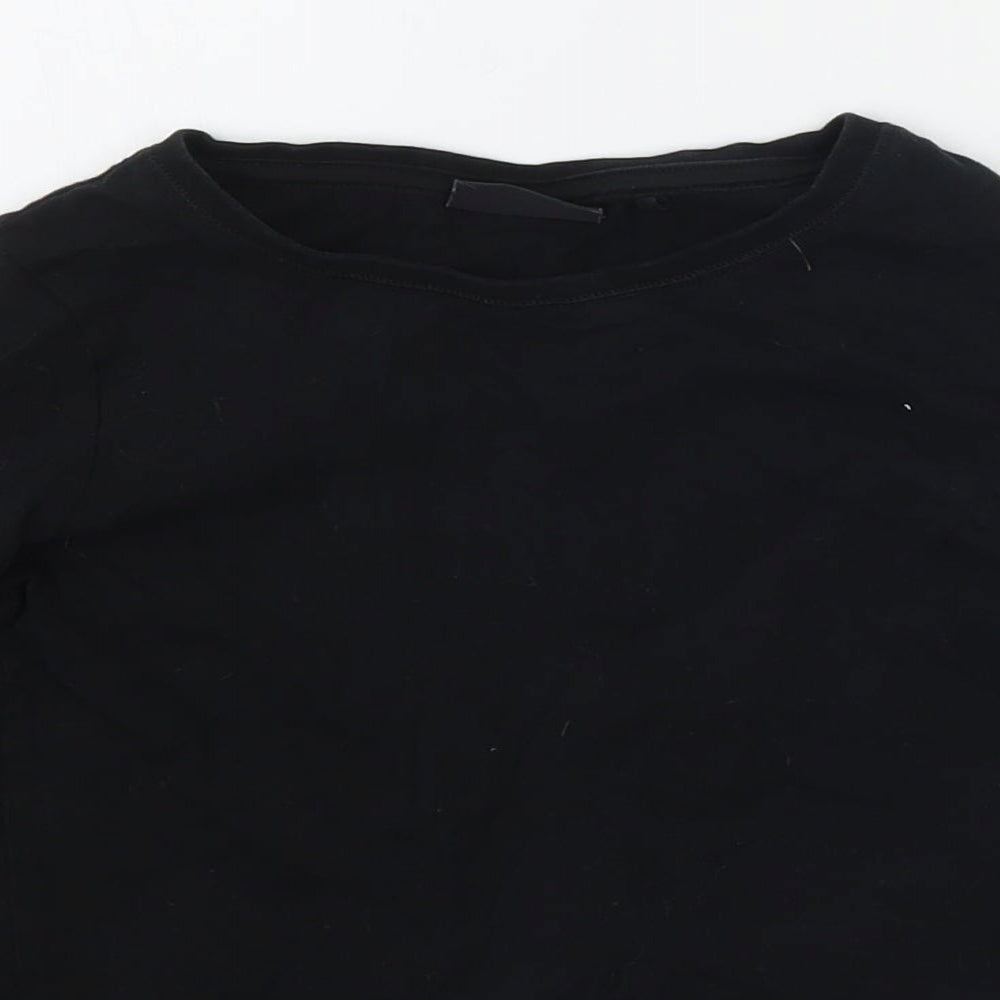 NEXT Girls Black  Cotton Basic T-Shirt Size 6 Years Crew Neck Pullover