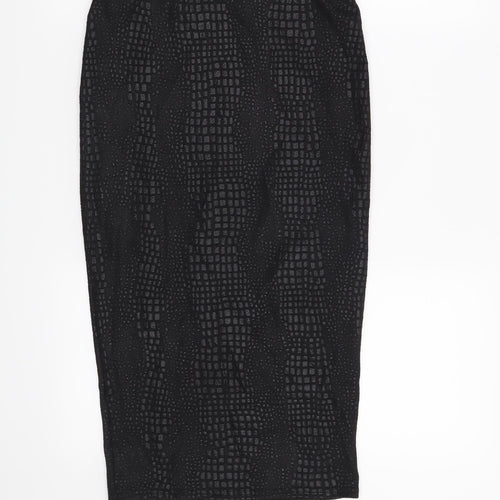 Pretty Little Thing Womens Black Animal Print Polyester Straight & Pencil Skirt Size 8