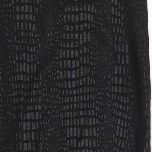 Pretty Little Thing Womens Black Animal Print Polyester Straight & Pencil Skirt Size 8