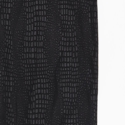Pretty Little Thing Womens Black Animal Print Polyester Straight & Pencil Skirt Size 8