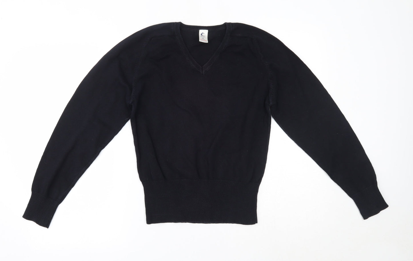 TruTex Womens Blue V-Neck  100% Cotton Pullover Jumper Size M