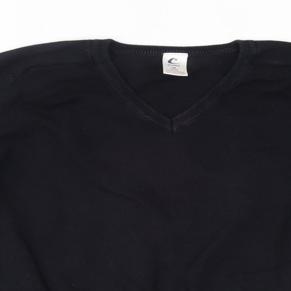 TruTex Womens Blue V-Neck  100% Cotton Pullover Jumper Size M