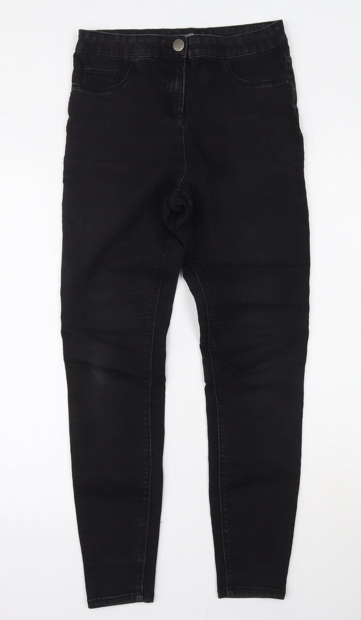 Papaya Womens Black Cotton Skinny Jeans Size 12 L26 in Regular Zip