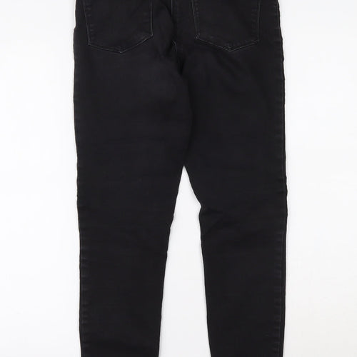 Papaya Womens Black  Cotton Skinny Jeans Size 12 L26 in Regular Zip