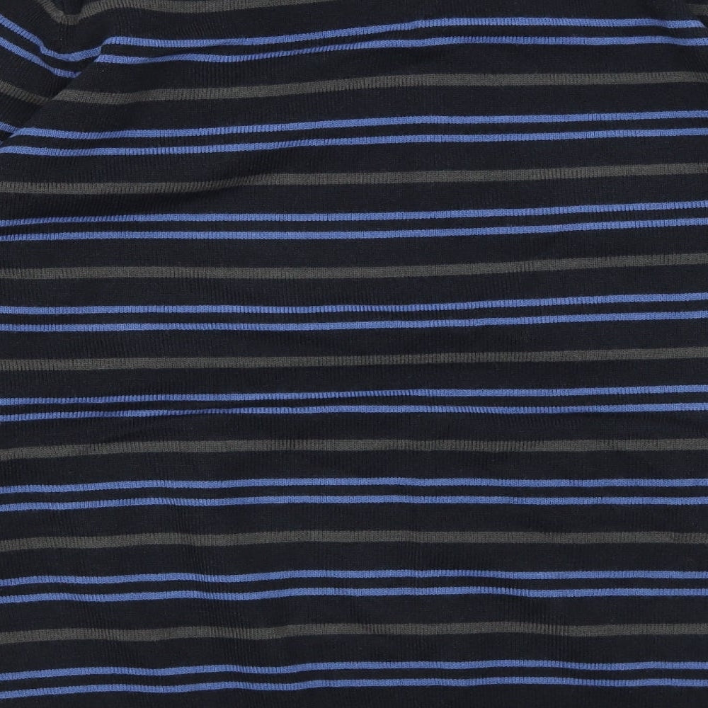 Blue Harbour Mens Black V-Neck Striped Acrylic Pullover Jumper Size S
