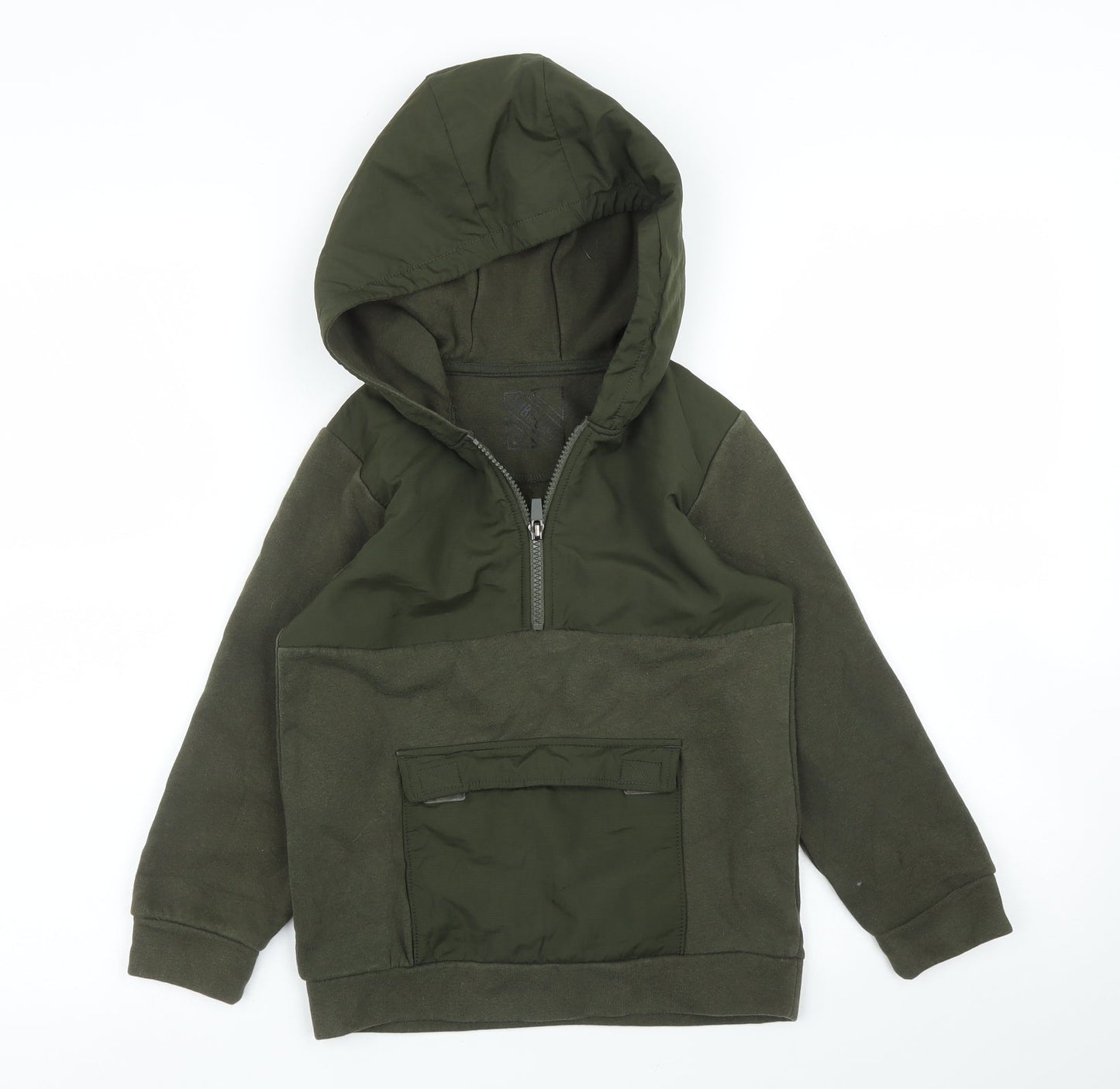 Matalan Boys Green  Polyester Pullover Hoodie Size 7 Years