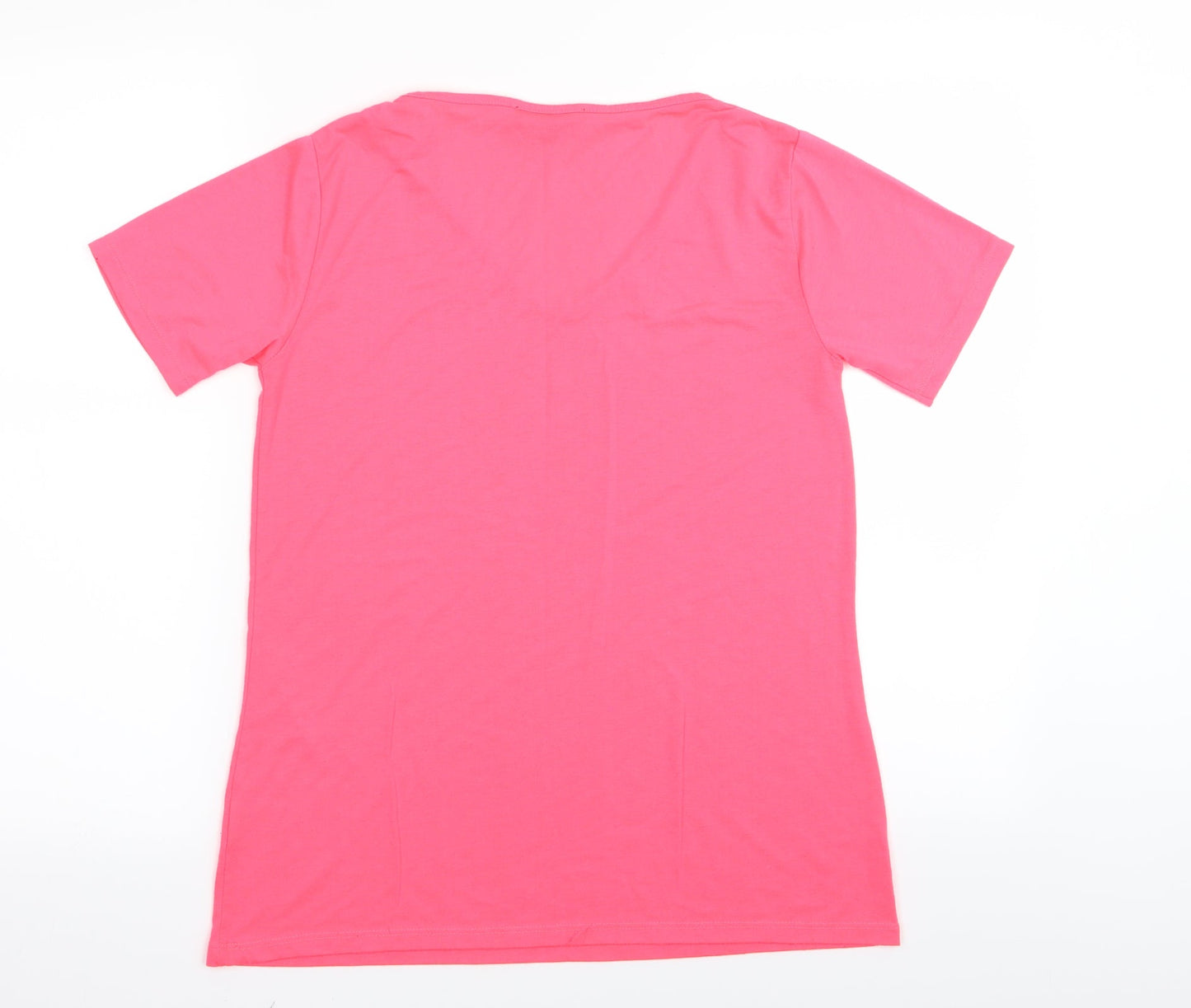 Select Womens Pink  Cotton Basic T-Shirt Size 10 V-Neck