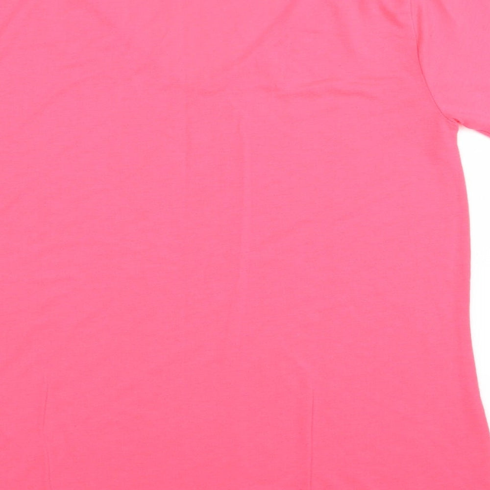 Select Womens Pink  Cotton Basic T-Shirt Size 10 V-Neck