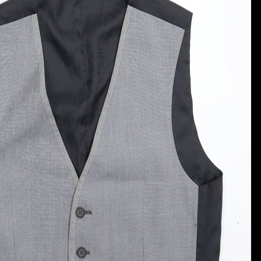 Red Herring Mens Grey  Polyester Jacket Suit Waistcoat Size 38