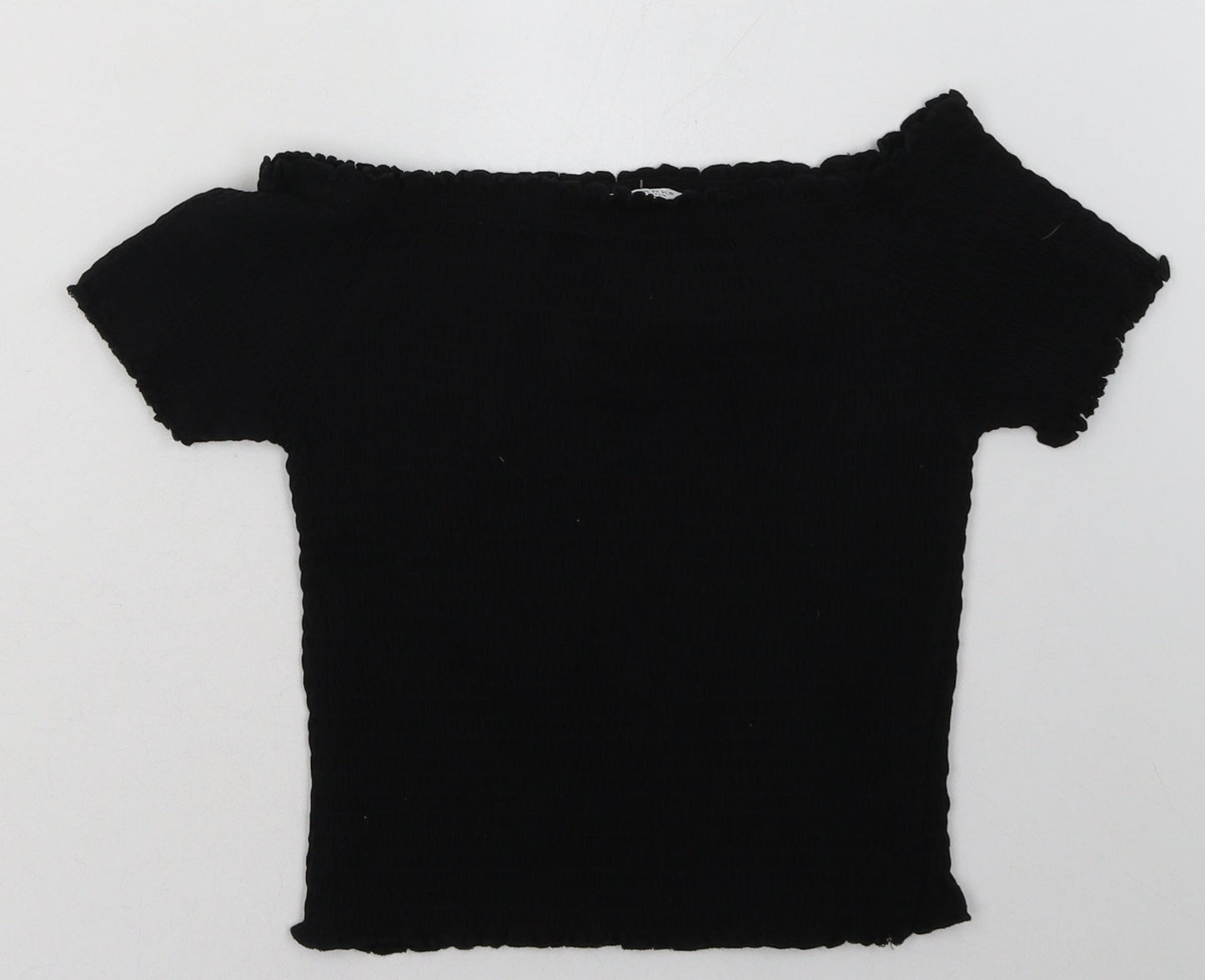 Primark Girls Black  Polyester Basic T-Shirt Size 13-14 Years Off the Shoulder Pullover