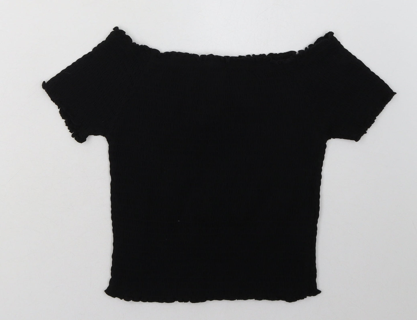 Primark Girls Black  Polyester Basic T-Shirt Size 13-14 Years Off the Shoulder Pullover
