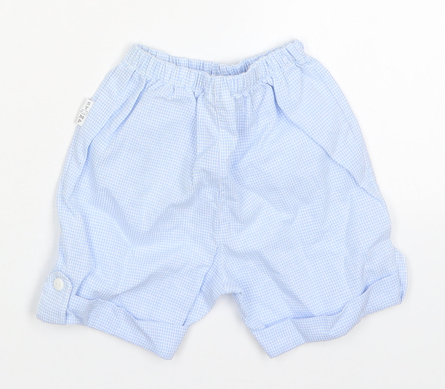 Stamp Boys Blue Check Cotton Capri Trousers Size 3-6 Months