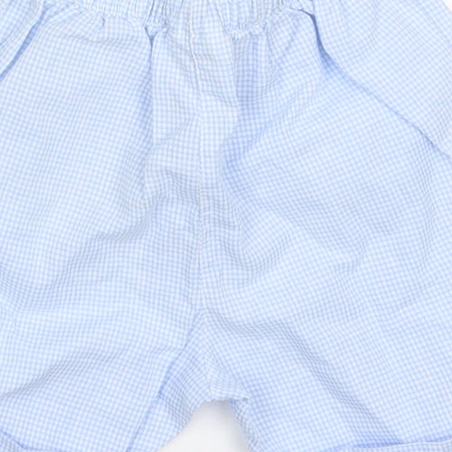 Stamp Boys Blue Check Cotton Capri Trousers Size 3-6 Months